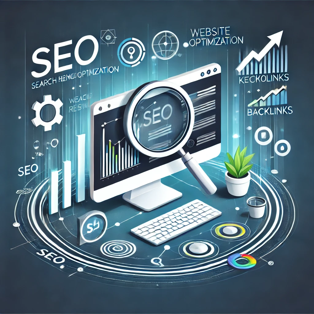 DALL·E 2025-02-15 11.52.53 – A visually engaging illustration representing SEO (Search Engine Optimization). The image features a computer screen displaying a search engine result ما هو E-E-A-T ولماذا هو مهم في تحسين محركات البحث؟